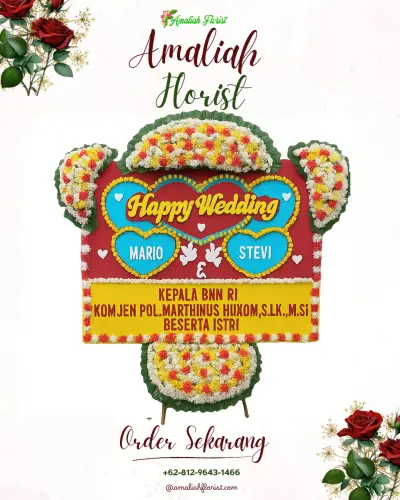 Karangan Papan Bunga Pernikahan di Cipatik